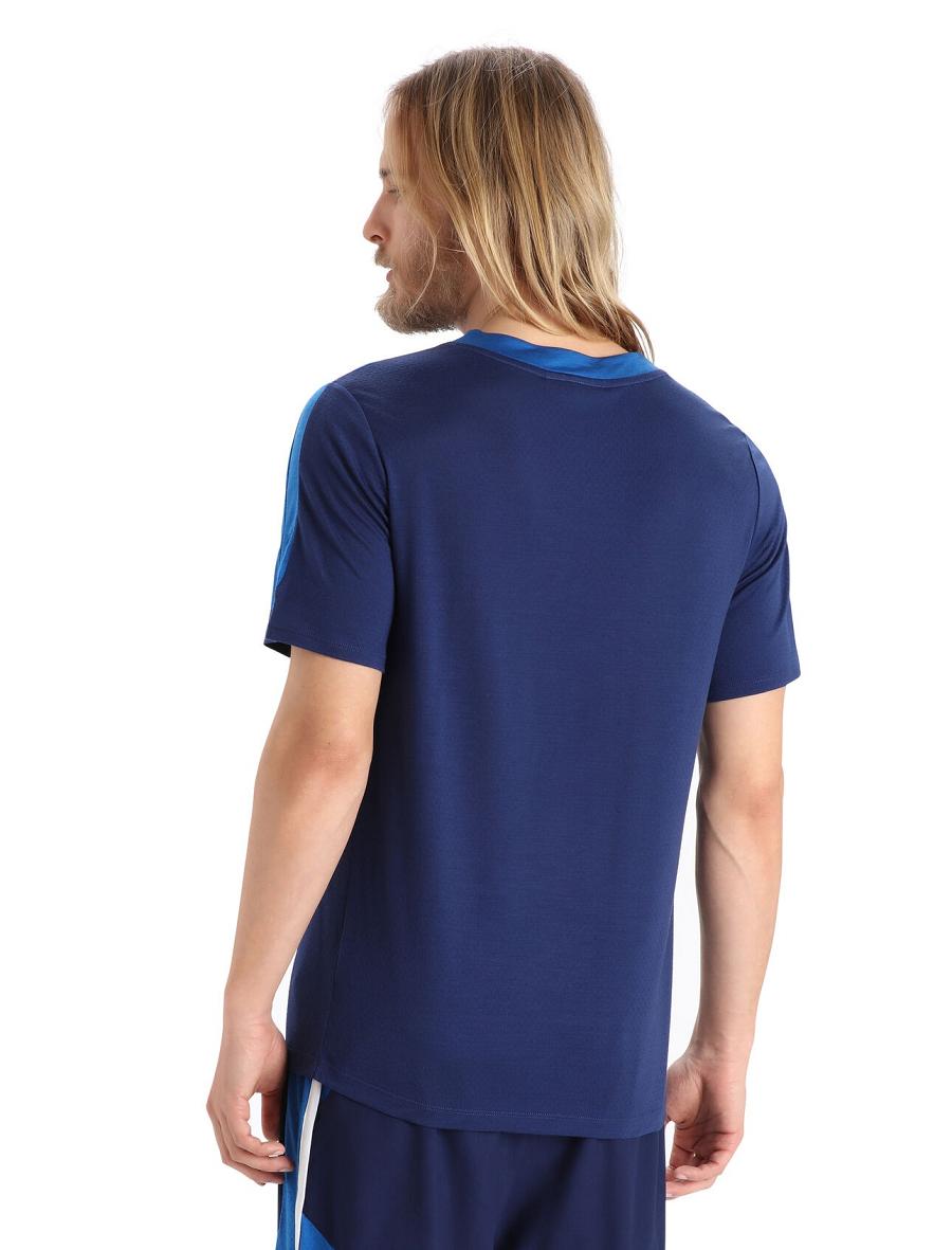 Men's Icebreaker ZoneKnit™ Merino Short Sleeve T Shirts Lazurite / Royal Navy | CA 1747AHKP